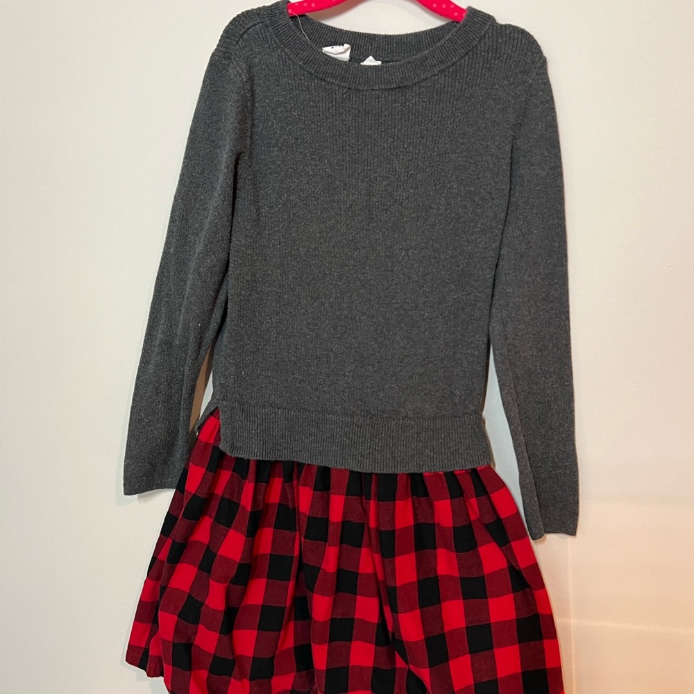 GAP Kids Buffalo Plaid Ribbed Sweater Dress